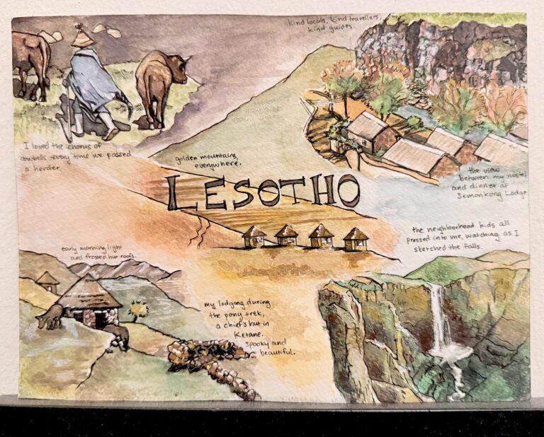 Guest paints the Maluti after Semonkong pony trek